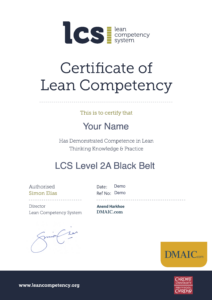 Lean Black Belt certificate