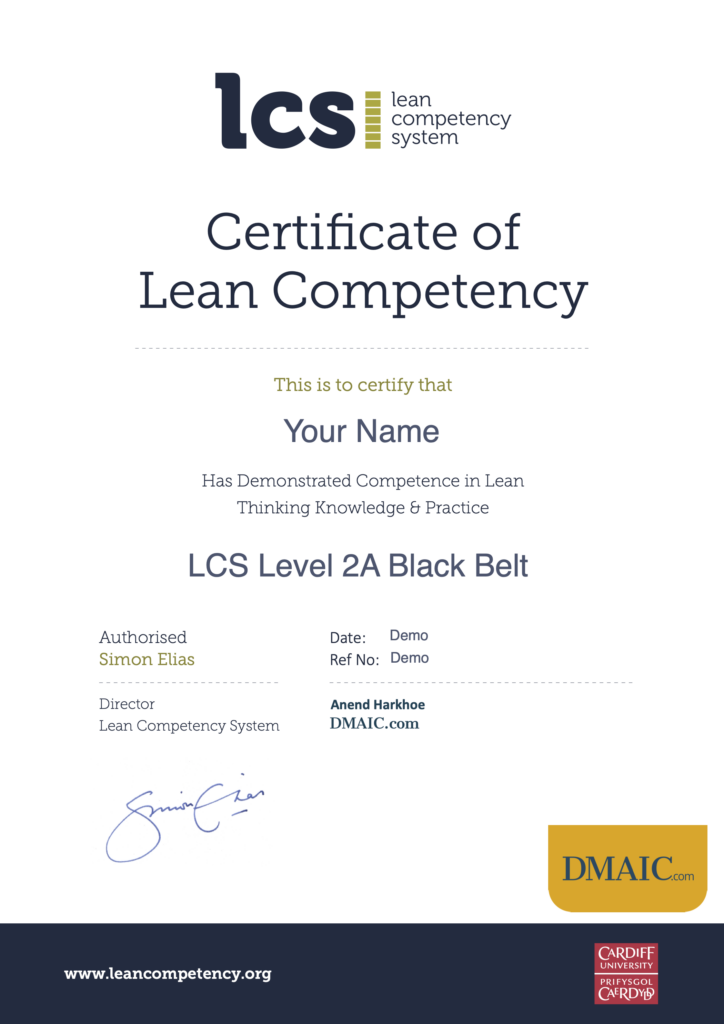 Lean Black Belt certificate