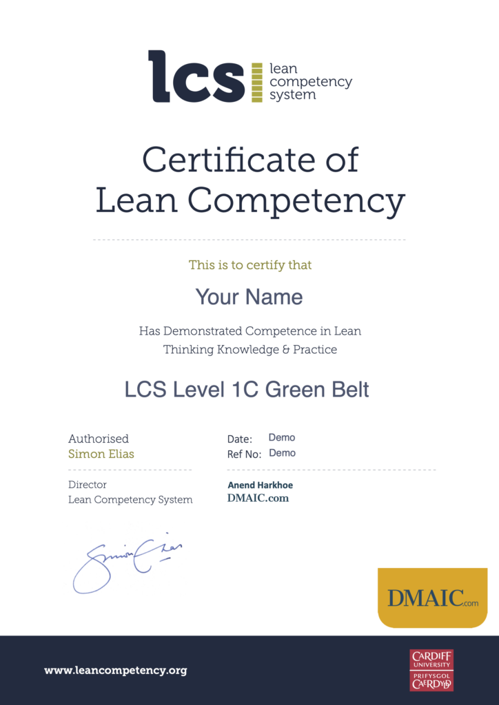 Lean Green Belt certificate
